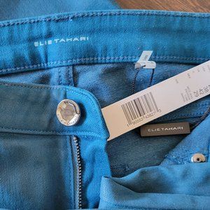 NWT Elie Tahari Mitzy Jeans Coated Denim Marina Blue Size 29